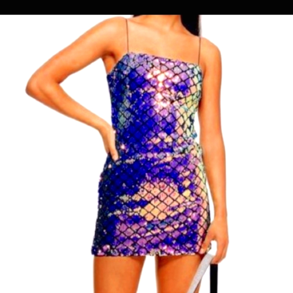 Topshop Sequin Spaghetti Strap Dress